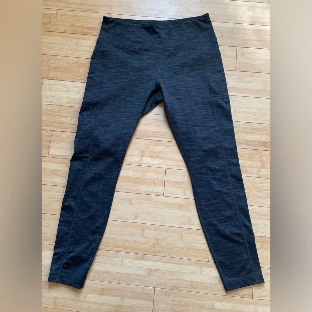 Mondetta High Waisted Legging Side Pockets High Waist Black Gray Activewear L - Picture 3 of 5